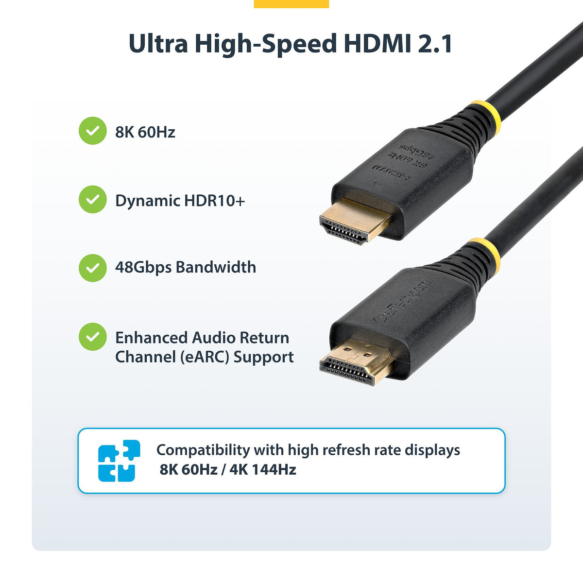 STARTECH .com HDMI cable HDMI Type A (Standard) Black (HDMI21-CBL-8K60-1M) - Cartouches Certifiees