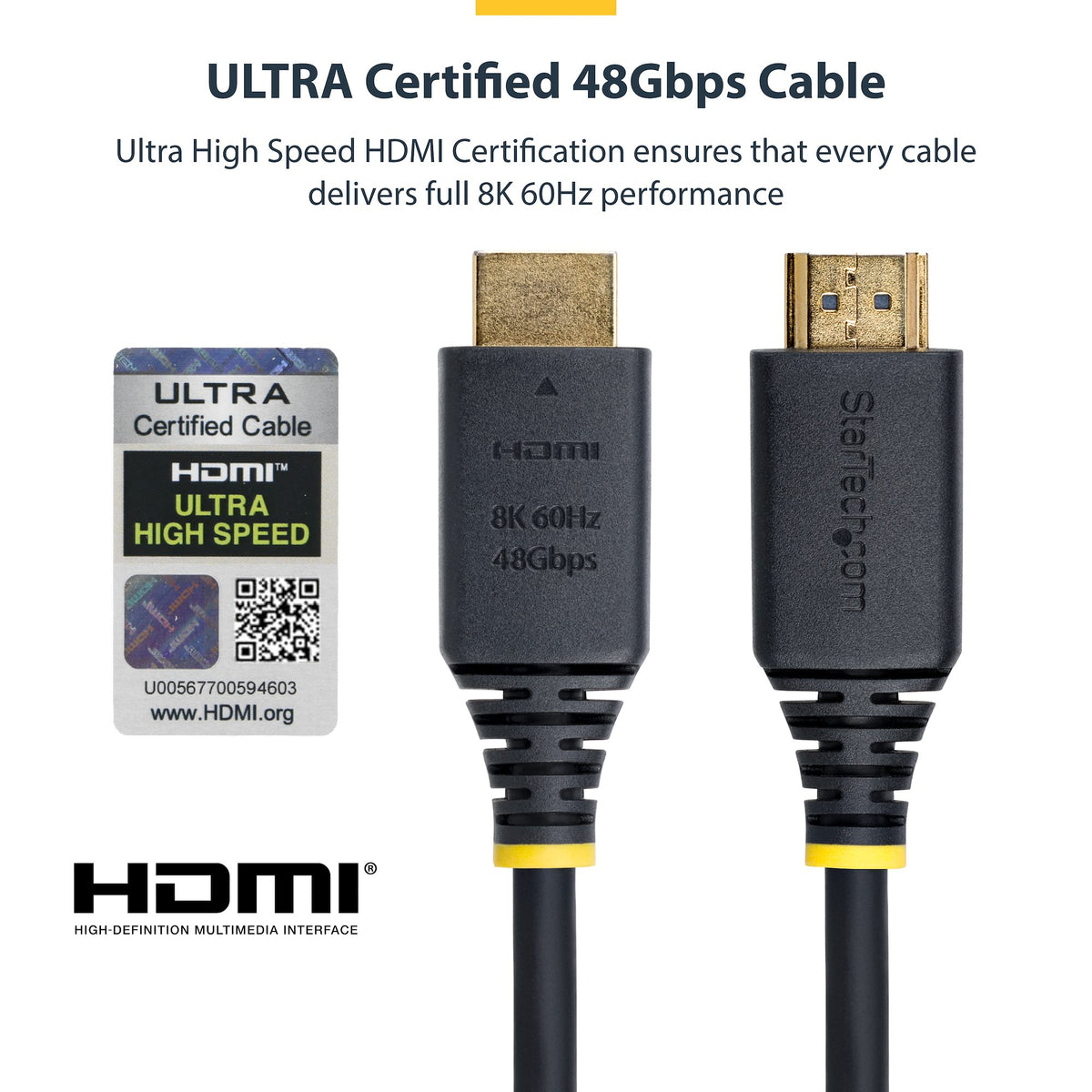 STARTECH .com HDMI cable HDMI Type A (Standard) Black (HDMI21-CBL-8K60-5M) - Cartouches Certifiees