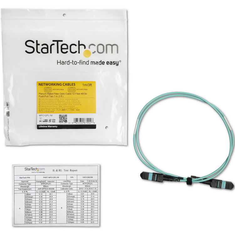 STARTECH .com InfiniBand/fibre optic cable 1 m MPO/MTP Aqua colour (MPO12PL1M) - Cartouches Certifiees