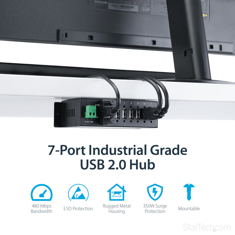 STARTECH .com interface hub USB 2.0 Type-B 480 Mbit/s Black (ST7200USBM) - Cartouches Certifiees