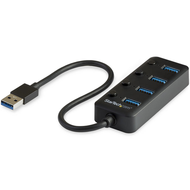 STARTECH .com interface hub USB 3.2 Gen 1 (3.1 Gen 1) Type-A 5000 Mbit/s Black (HB30A4AIB) - Cartouches Certifiees