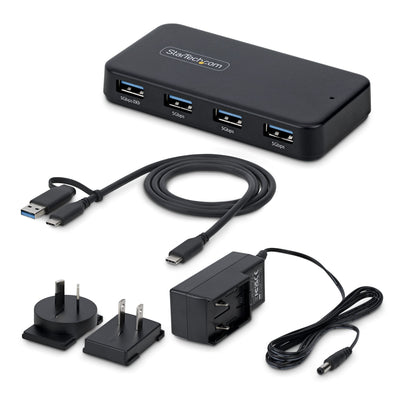 STARTECH .com interface hub USB 3.2 Gen 1 (3.1 Gen 1) Type-C 5000 Mbit/s Black (ST4300USB3V2-NA) - Cartouches Certifiees