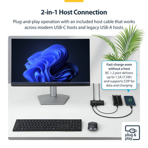 STARTECH .com interface hub USB 3.2 Gen 1 (3.1 Gen 1) Type-C 5000 Mbit/s Black (ST4300USB3V2-NA) - Cartouches Certifiees