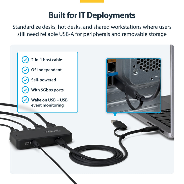 STARTECH .com interface hub USB 3.2 Gen 1 (3.1 Gen 1) Type-C 5000 Mbit/s Black (ST4300USB3V2-NA) - Cartouches Certifiees