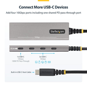 STARTECH .com interface hub USB 3.2 Gen 2 (3.1 Gen 2) Type-C 10000 Mbit/s Grey (309B-USBC-HUB) - Cartouches Certifiees