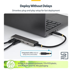 STARTECH .com interface hub USB 3.2 Gen 2 (3.1 Gen 2) Type-C 10000 Mbit/s Grey (309B-USBC-HUB) - Cartouches Certifiees