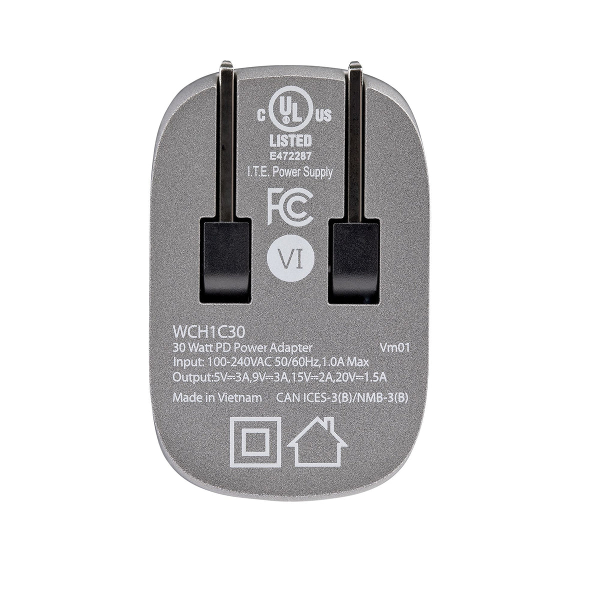 STARTECH .com mobile device charger Laptop, Smartphone, Tablet Black, Grey AC Fast charging Indoor (WCH1C30) - Cartouches Certifiees