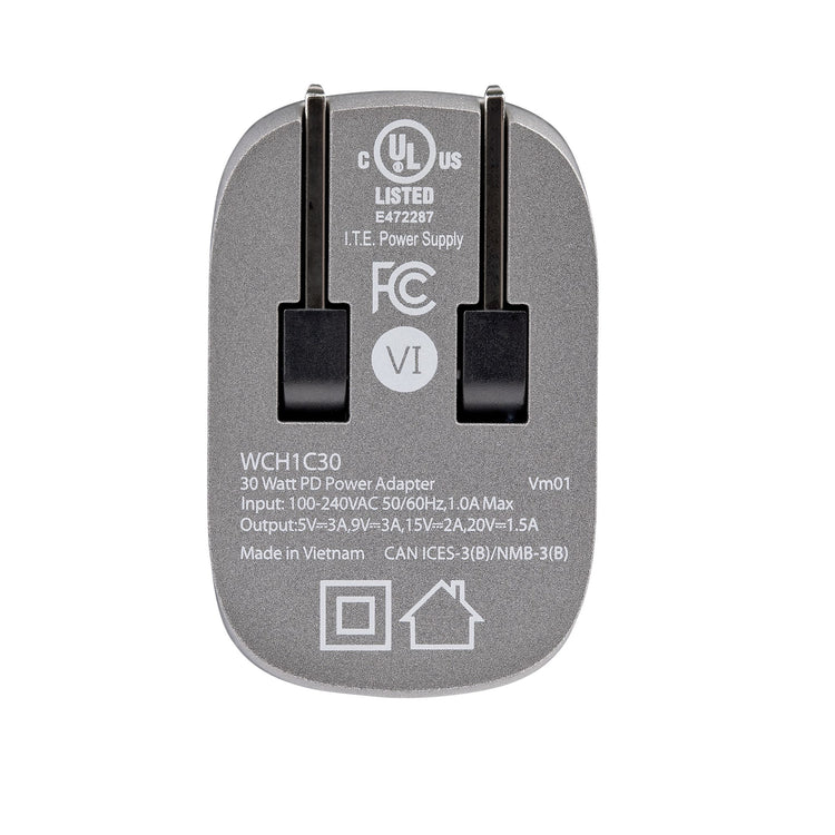 STARTECH .com mobile device charger Laptop, Smartphone, Tablet Black, Grey AC Fast charging Indoor (WCH1C30) - Cartouches Certifiees