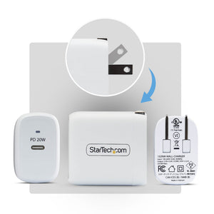 STARTECH .com mobile device charger Universal White AC Fast charging Indoor (102NW-WALL-CHARGER) - Cartouches Certifiees