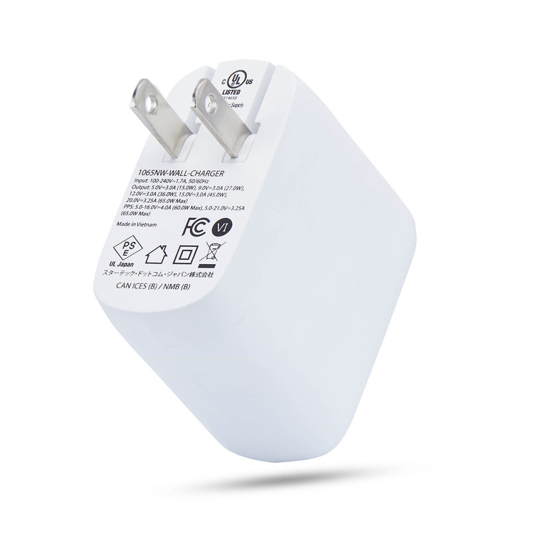 STARTECH .com mobile device charger Universal White AC Fast charging Indoor (1065NW-WALL-CHARGER) - Cartouches Certifiees