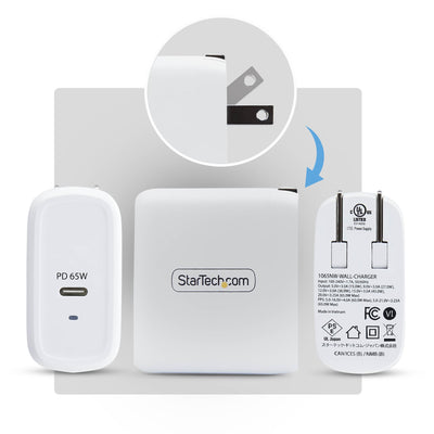 STARTECH .com mobile device charger Universal White AC Fast charging Indoor (1065NW-WALL-CHARGER) - Cartouches Certifiees