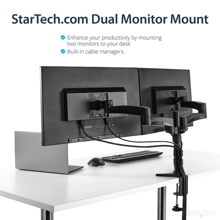 STARTECH .com monitor mount / stand 61 cm (24") Desk Black (ARMDUAL) - Cartouches Certifiees
