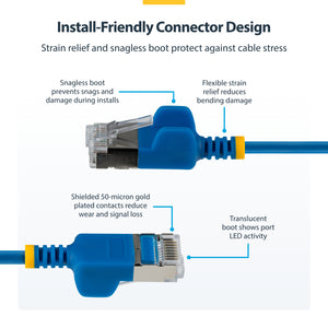 STARTECH .com networking cable Blue 0,2 m Cat6a U/FTP (STP) Round (N6APATSTP34BLS-6IN) - Cartouches Certifiees