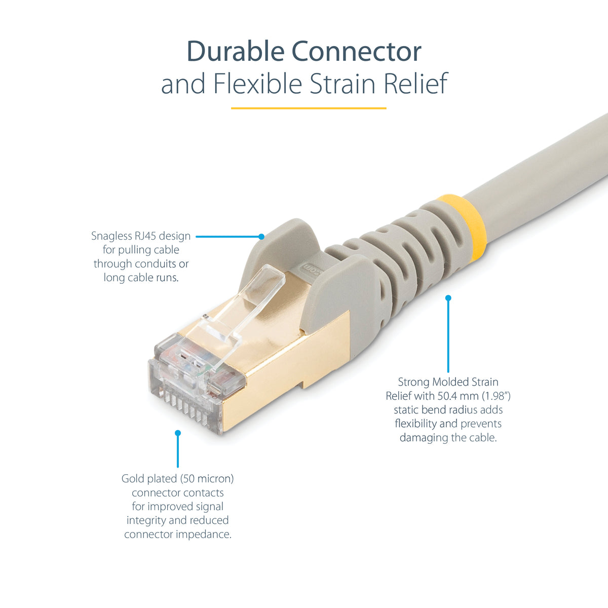 STARTECH .com networking cable Grey 9,1 m Cat6a (C6ASPAT35GR) - Cartouches Certifiees