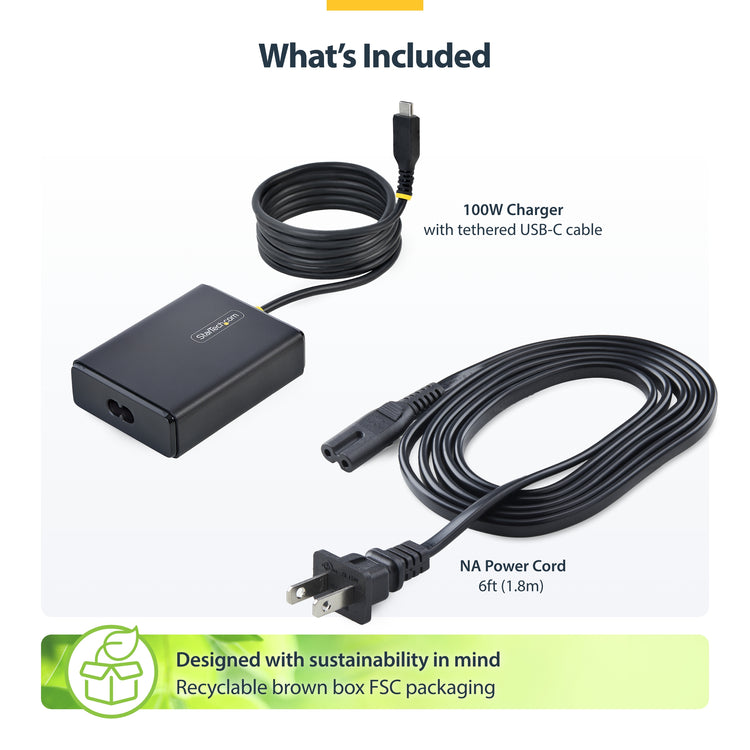 STARTECH .com power adapter/inverter Indoor 100 W Black (1100LN-USB-C-CHARGER) - Cartouches Certifiees