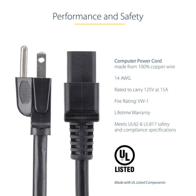 STARTECH .com power cable Black 1,8 m NEMA 5-15P C19 coupler (PXT515C19146) - Cartouches Certifiees