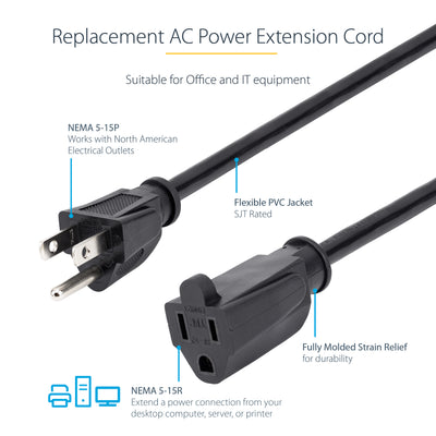 STARTECH .com power cable Black 7,62 m NEMA 5-15P NEMA 5-15R (PAC10125) - Cartouches Certifiees