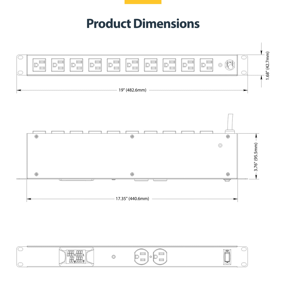 STARTECH .com power distribution unit (PDU) 12 AC outlet(s) 1U Black (12NM8-RACK-MOUNT-PDU) - Cartouches Certifiees