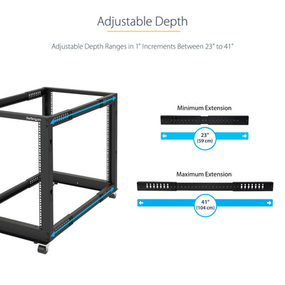 STARTECH .com rack cabinet 18U Freestanding rack Black (4POSTRACK18U) - Cartouches Certifiees