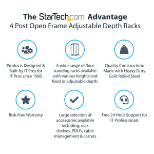 STARTECH .com rack cabinet 18U Freestanding rack Black (4POSTRACK18U) - Cartouches Certifiees
