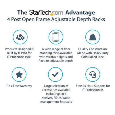STARTECH .com rack cabinet 18U Freestanding rack Black (4POSTRACK18U) - Cartouches Certifiees