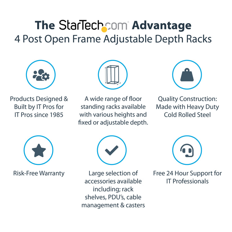 STARTECH .com rack cabinet 18U Freestanding rack Black (4POSTRACK18U) - Cartouches Certifiees