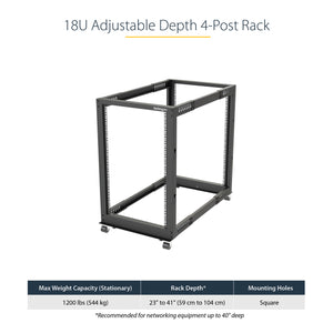 STARTECH .com rack cabinet 18U Freestanding rack Black (4POSTRACK18U) - Cartouches Certifiees
