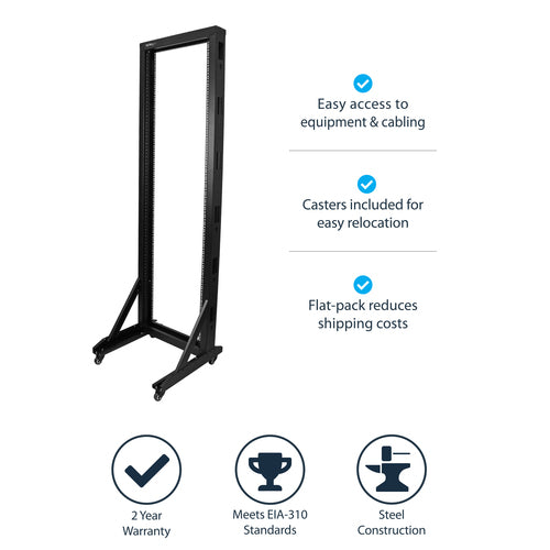 STARTECH .com rack cabinet 42U Freestanding rack Black (2POSTRACK42) - Cartouches Certifiees