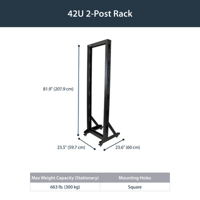 STARTECH .com rack cabinet 42U Freestanding rack Black (2POSTRACK42) - Cartouches Certifiees