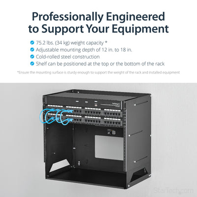 STARTECH .com rack cabinet 8U Wall mounted rack Black (WALLSHELF8U) - Cartouches Certifiees