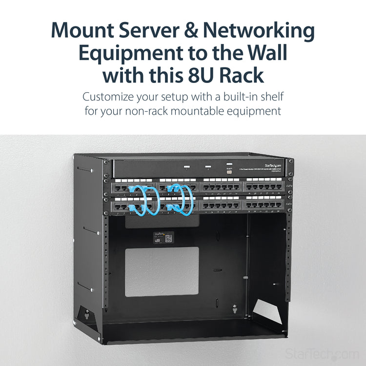 STARTECH .com rack cabinet 8U Wall mounted rack Black (WALLSHELF8U) - Cartouches Certifiees