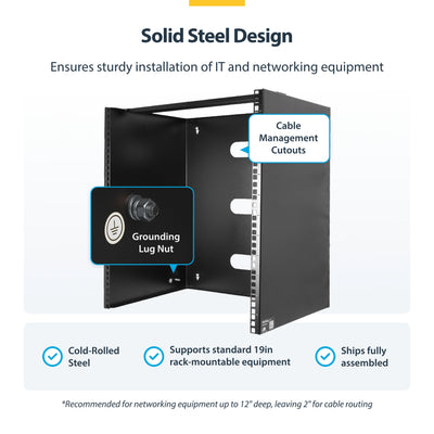 STARTECH .com rack cabinet Wall mounted rack Black (RACK-10U-14-BRACKET) - Cartouches Certifiees