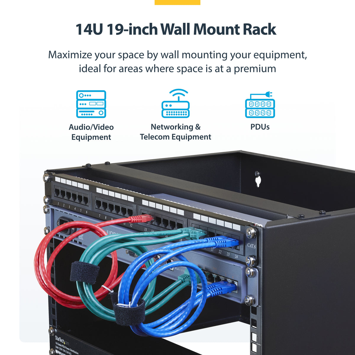 STARTECH .com rack cabinet Wall mounted rack Black (RACK-14U-14-BRACKET) - Cartouches Certifiees