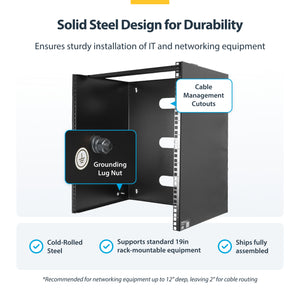 STARTECH .com rack cabinet Wall mounted rack Black (RACK-14U-14-BRACKET) - Cartouches Certifiees