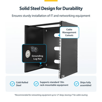 STARTECH .com rack cabinet Wall mounted rack Black (RACK-14U-14-BRACKET) - Cartouches Certifiees