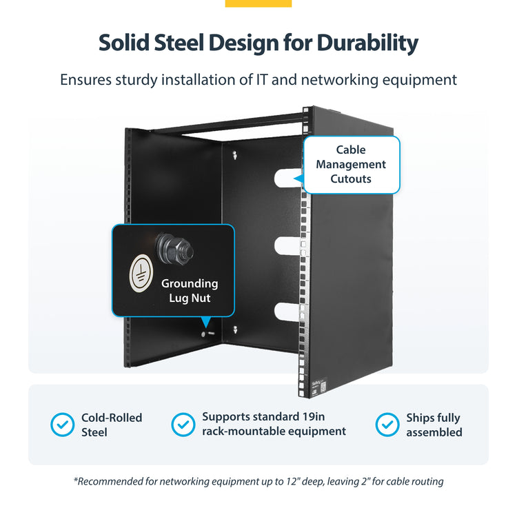 STARTECH .com rack cabinet Wall mounted rack Black (RACK-14U-14-BRACKET) - Cartouches Certifiees