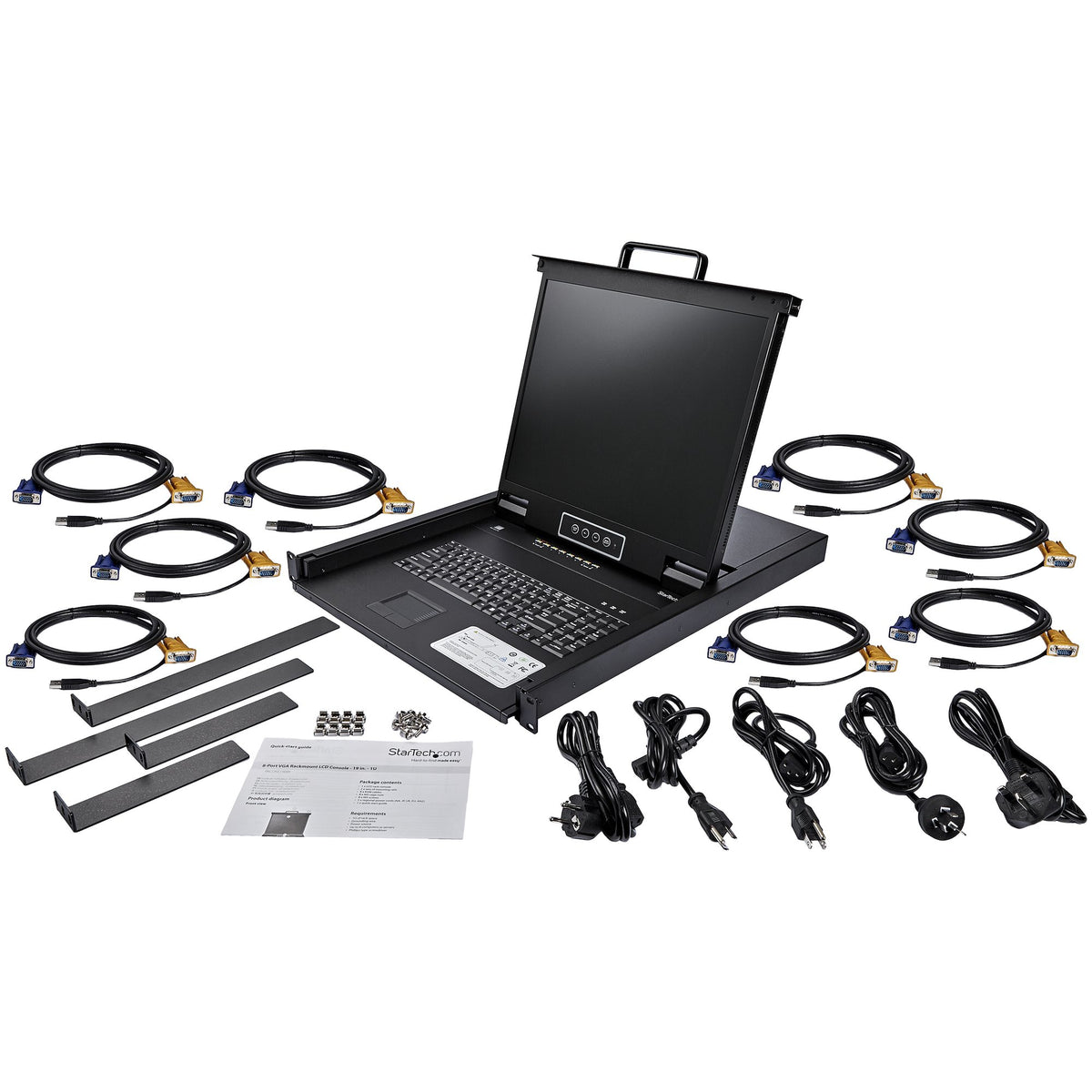 STARTECH .com rack console 48,3 cm (19") 1280 x 1024 pixels Steel Black 1U (RKCONS1908K) - Cartouches Certifiees
