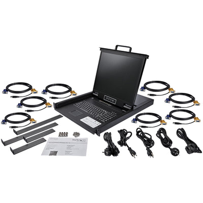 STARTECH .com rack console 48,3 cm (19") 1280 x 1024 pixels Steel Black 1U (RKCONS1908K) - Cartouches Certifiees