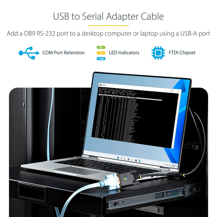 STARTECH .com serial cable Black 1 m USB Type-A RS-232 (1P3FFCB-USB-SERIAL) - Cartouches Certifiees
