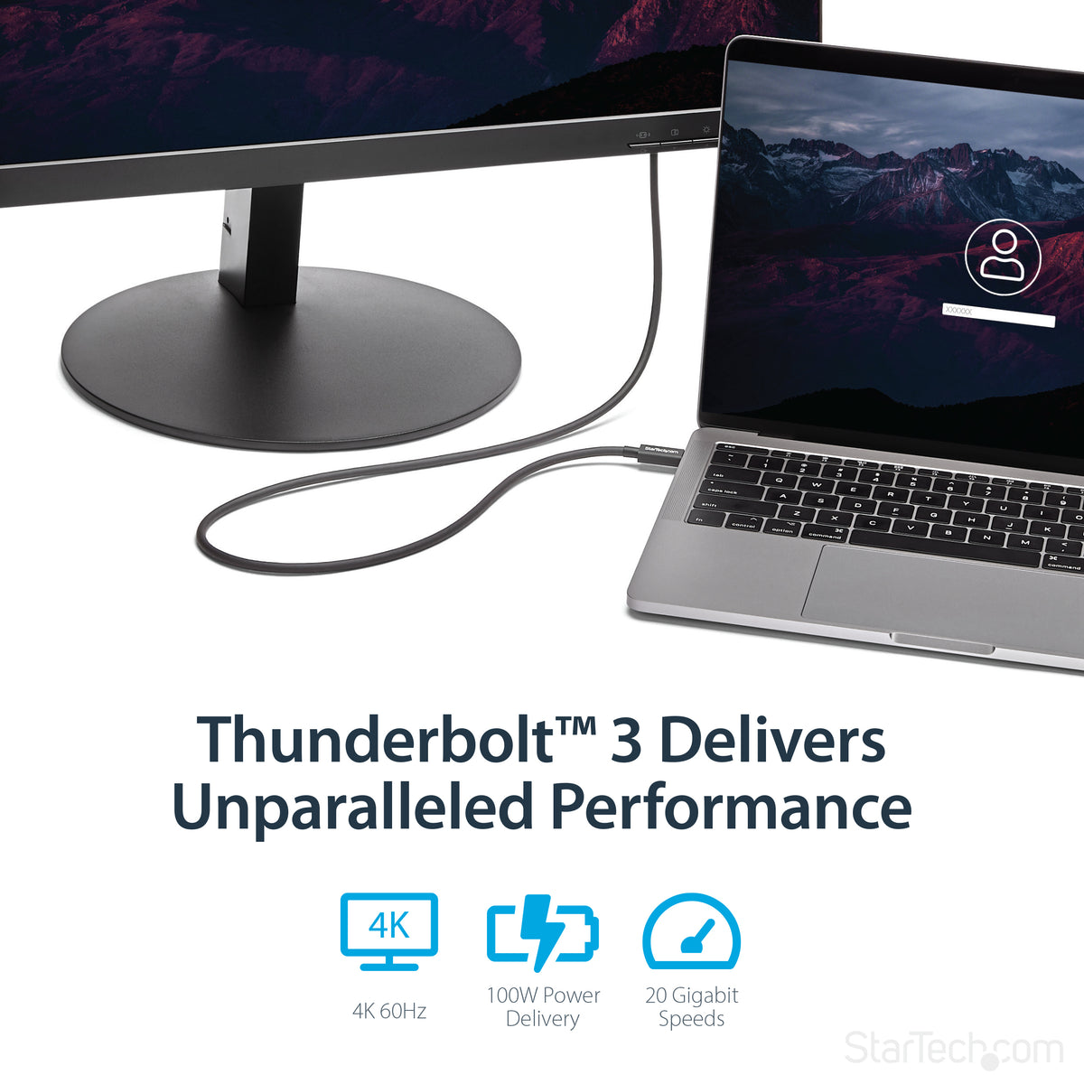 STARTECH .com Thunderbolt cable 1 m 20 Gbit/s Black (TBLT3MM1M) - Cartouches Certifiees