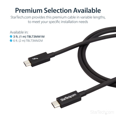 STARTECH .com Thunderbolt cable 1 m 20 Gbit/s Black (TBLT3MM1M) - Cartouches Certifiees