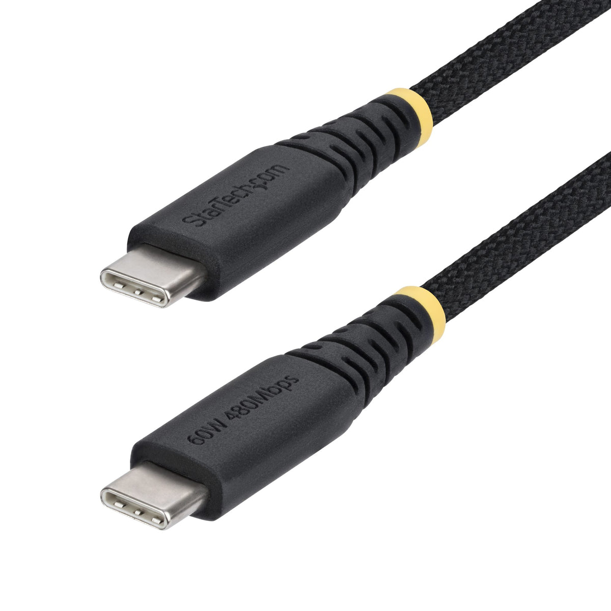 STARTECH .com USB cable USB 2.0 0,3 m USB C 0,48 Gbit/s 60 W Black (USB2CC1FTNCBR) - Cartouches Certifiees