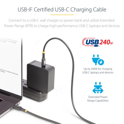 STARTECH .com USB cable USB 2.0 1,8 m USB C 0,48 Gbit/s 240 W Black (USB2EPR6F) - Cartouches Certifiees