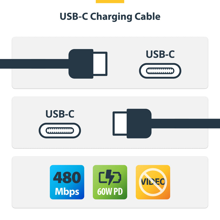 STARTECH .com USB cable USB 2.0 4,5 m USB C 0,48 Gbit/s 60 W Black (USB2CC15FBKE) - Cartouches Certifiees