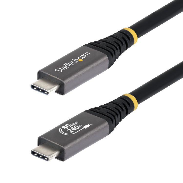 STARTECH .com USB cable USB4 Gen 4x2 1,5 m USB C 80 Gbit/s 240 W Black (CC5FT80GUSB4CABLE) - Cartouches Certifiees