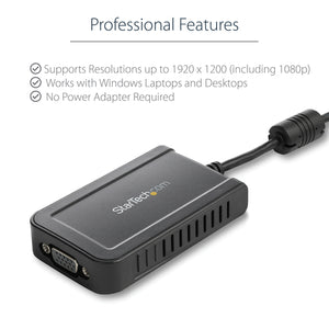 STARTECH .com USB graphics adapter 1920 x 1200 pixels Black (USB2VGAE3) - Cartouches Certifiees