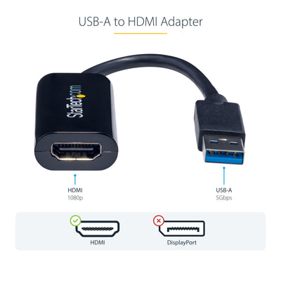 STARTECH .com USB graphics adapter 1920 x 1200 pixels Black (USB32HDES) - Cartouches Certifiees