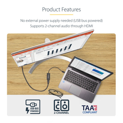 STARTECH .com USB graphics adapter 1920 x 1200 pixels Black (USB32HDES) - Cartouches Certifiees