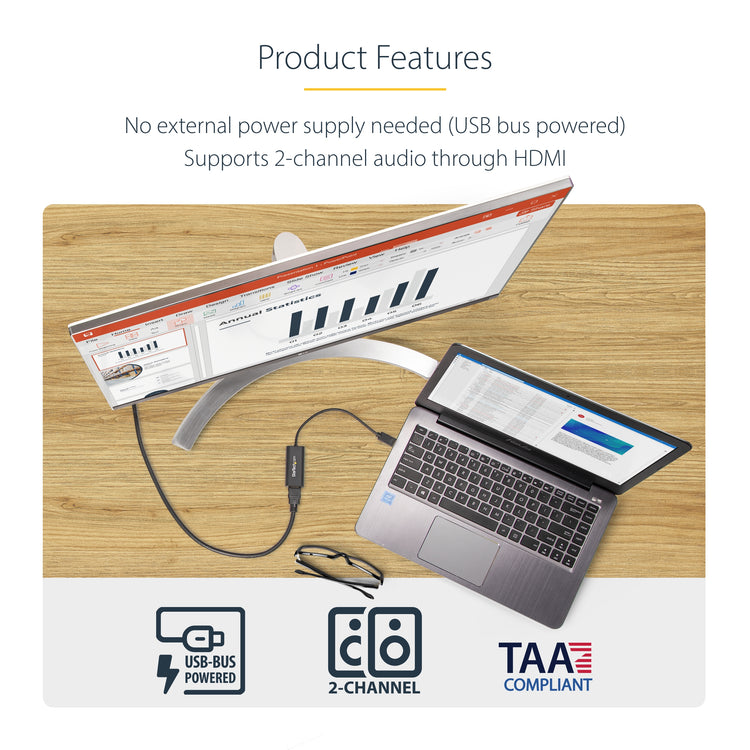 STARTECH .com USB graphics adapter 1920 x 1200 pixels Black (USB32HDES) - Cartouches Certifiees