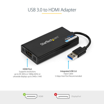 STARTECH .com USB graphics adapter 3840 x 2160 pixels Black (USB32HD4K) - Cartouches Certifiees